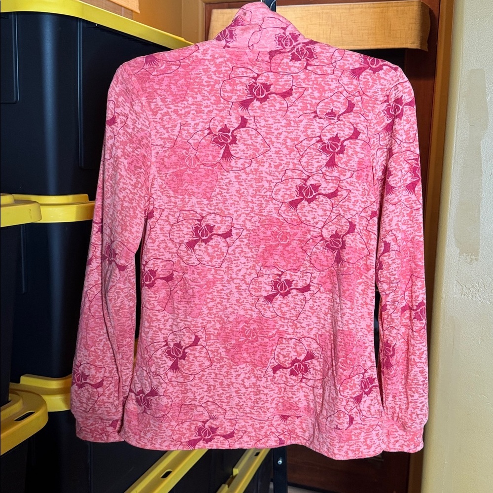 Merrell Opti-Wick Full Zip Knit Light Jacket Floral Pockets Red Orange Sz Small - Picture 8 of 12